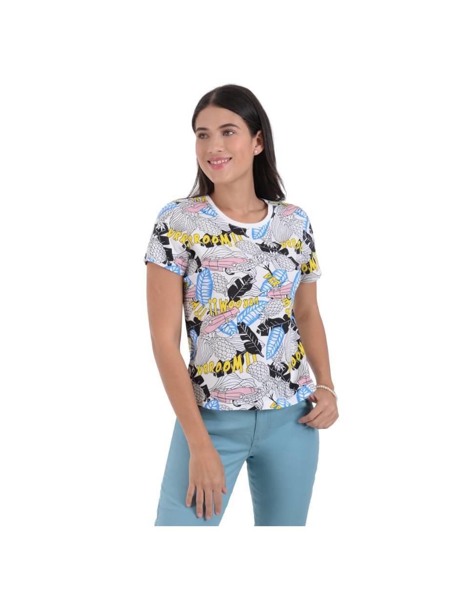 Playera manga corta cuello redondo para mujer