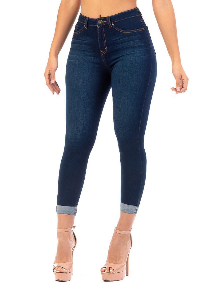 Pantalón Mezclilla Stretch Para Mujer Opps Jeans Color Azul Con Dobladillo  En Tobillos