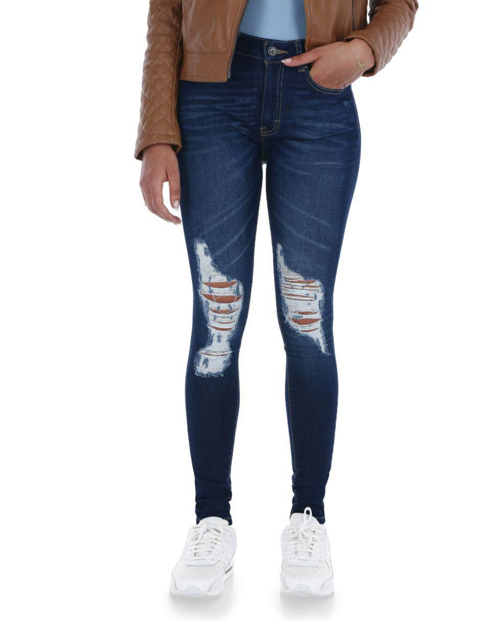 Jeans skinny corte cintura para mujer 1