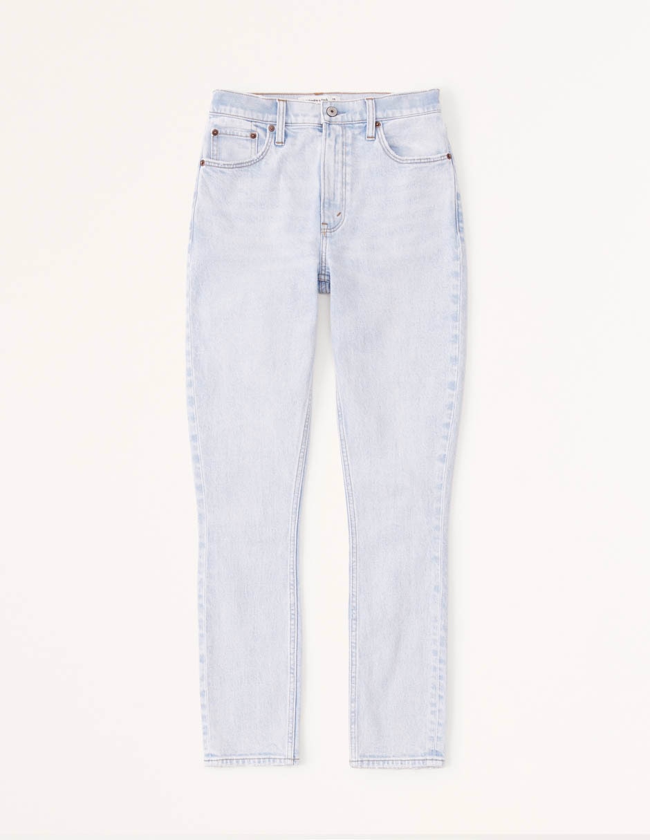Jeans skinny lavado claro corte cintura para mujer 1