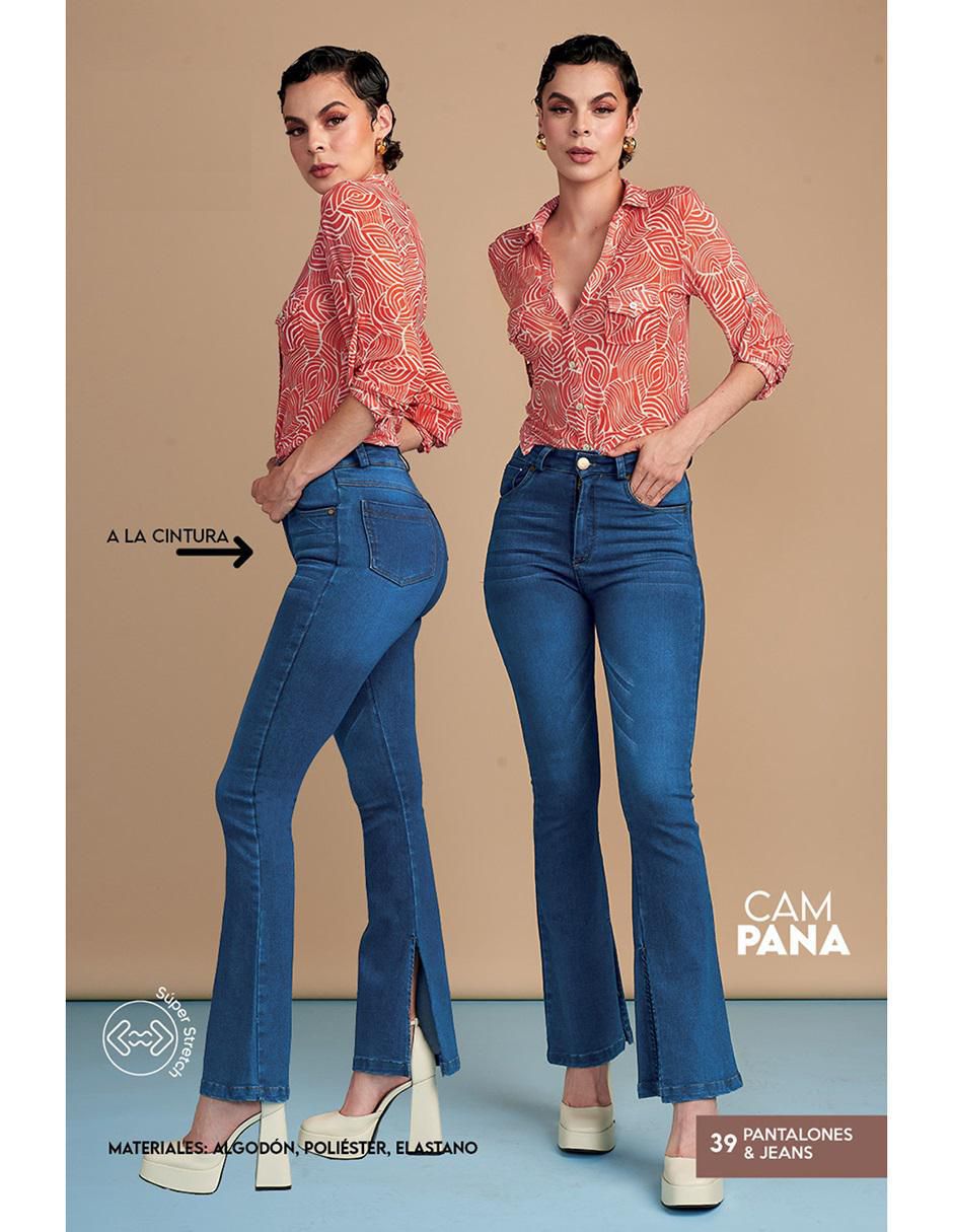 Jeans campana Devendi corte cintura alta para mujer