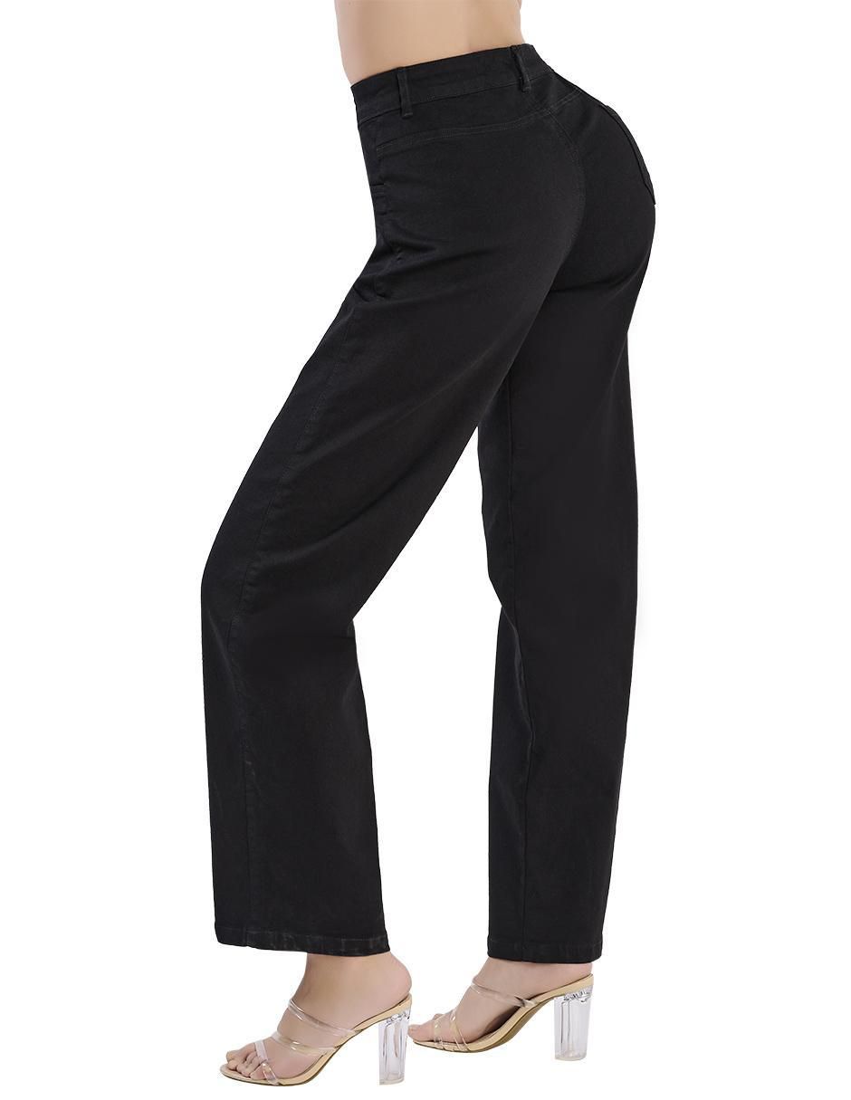 Jeans straight Devendi 111-84 cintura alta para mujer