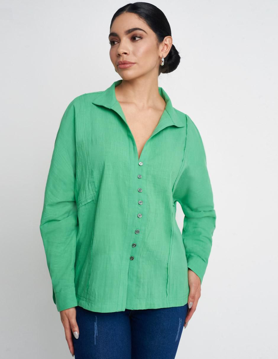 Camisa de algodón manga larga para mujer 1