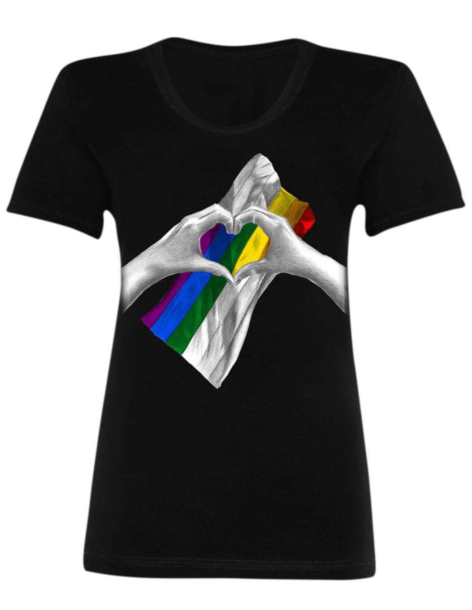 Playera manga corta Marëvnyk LGBT Pride Bandera Arcoíris cuello redondo para mujer