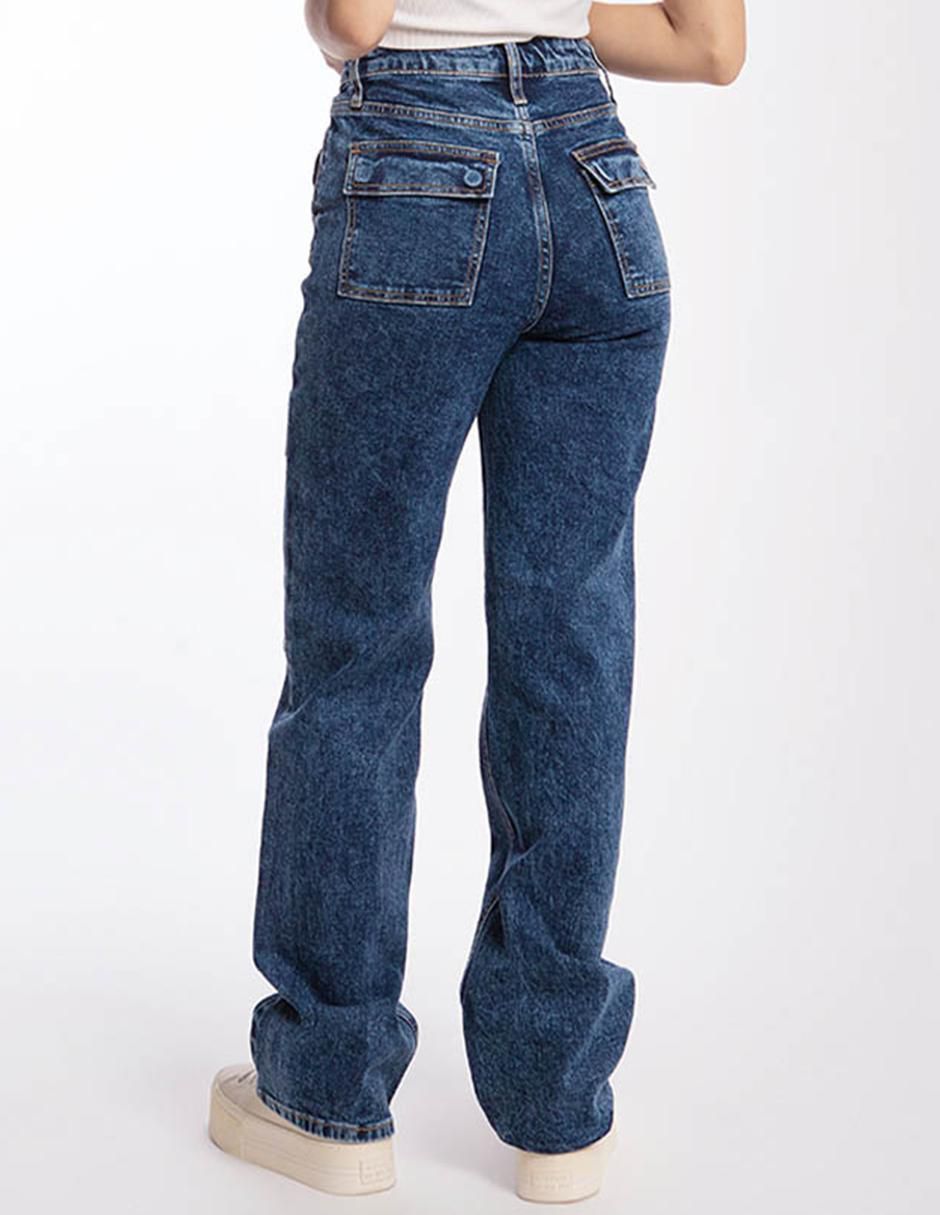 Jeans relajado corte cintura para mujer 3