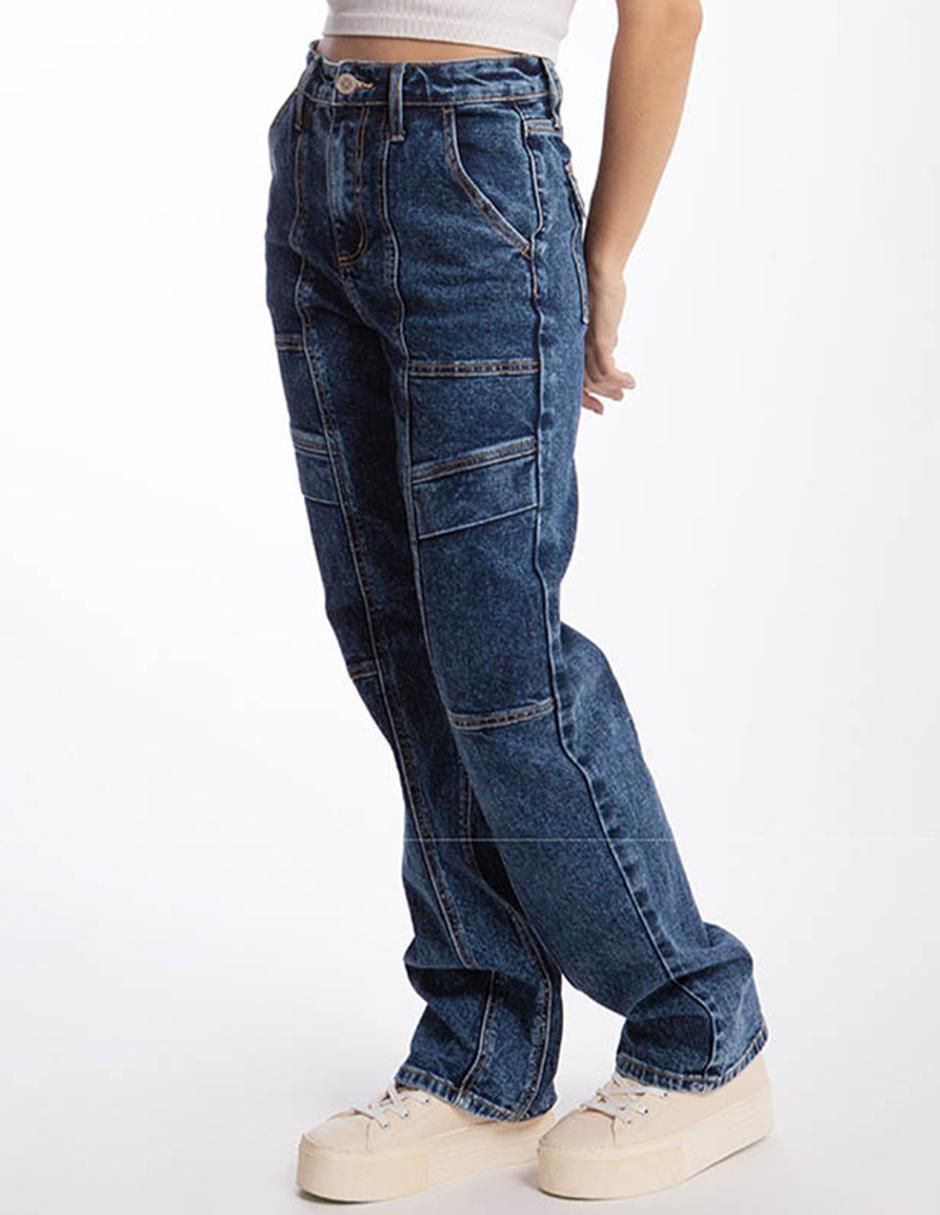Jeans relajado corte cintura para mujer 4