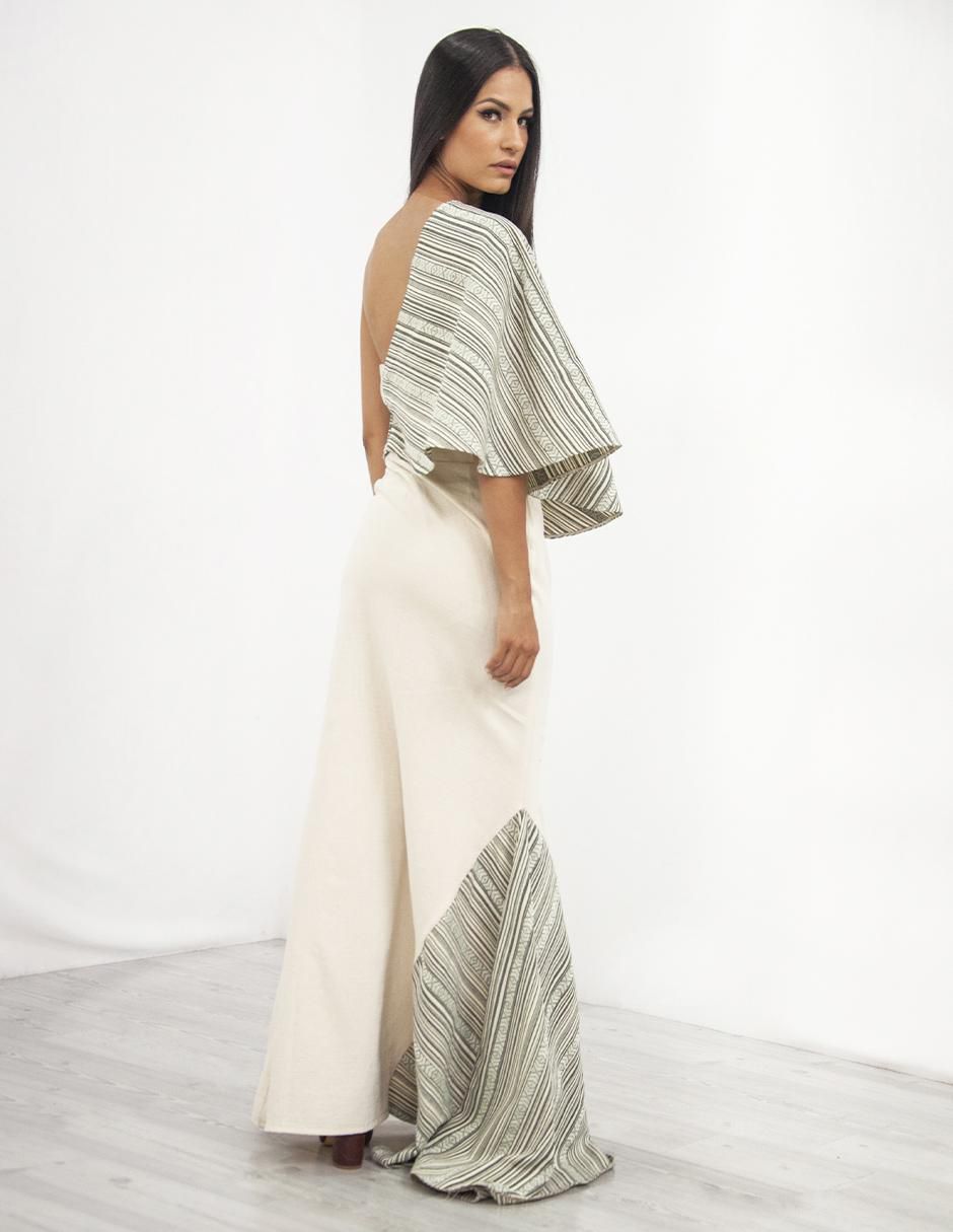 Vestido maxi de fiesta escote bardot