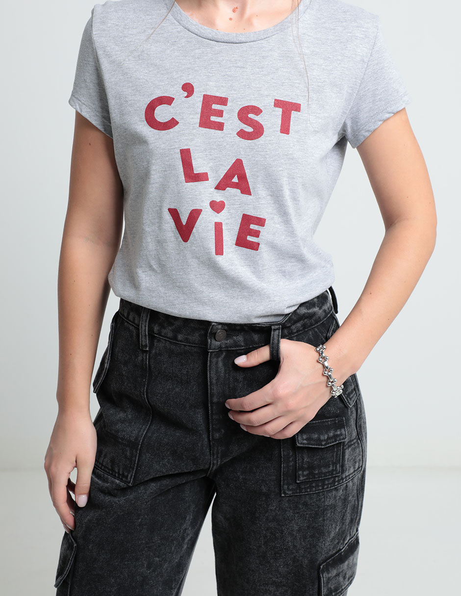 Playera manga corta cuello redondo para mujer 4