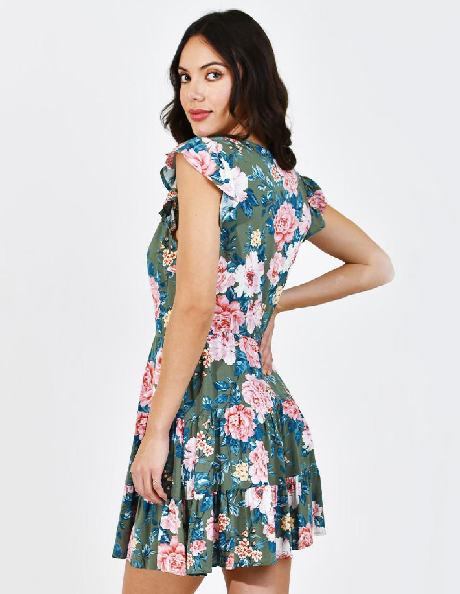 Vestido corto casual escote v para mujer 3