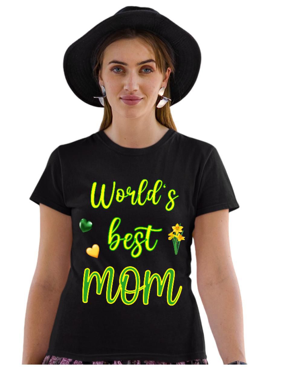 Playera manga corta Día de la Madre Mejor Mamá del Mundo cuello redondo para mujer Playera manga corta Día de la Madre Mejor Mamá del Mundo cuello redondo para mujer