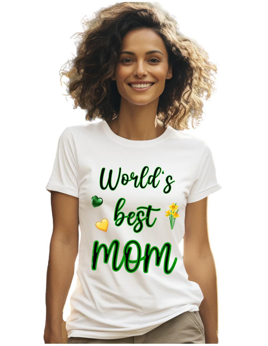 Playera manga corta Marëvnyk Día de la Madre Mejor Mamá del Mundo cuello  redondo para mujer