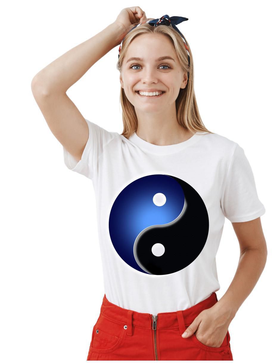 Playera manga corta Yin Yang Yoga Zen Espiritual cuello redondo para mujer