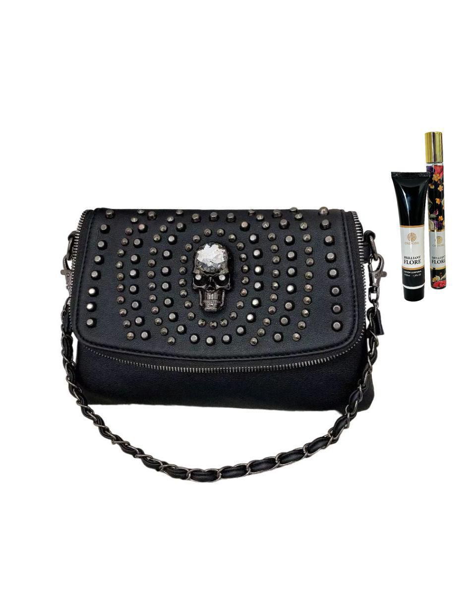 Bolsa crossbody Skullgirl de cuero para mujer