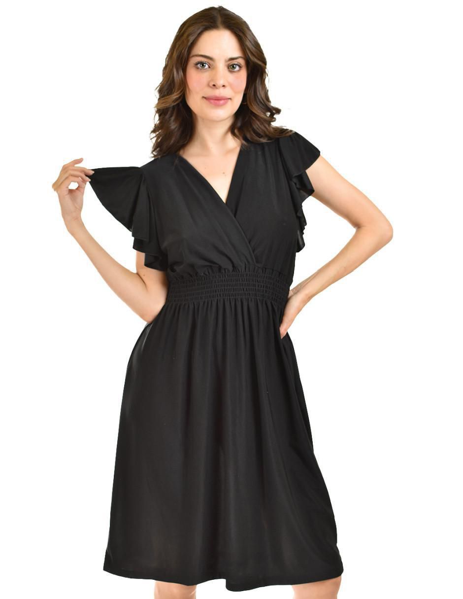Vestido a la rodilla casual escote v para mujer 5