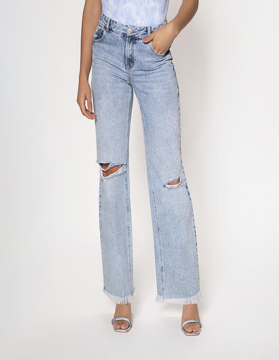 Jeans straight Hot Fix para mujer Jeans straight Hot Fix para mujer