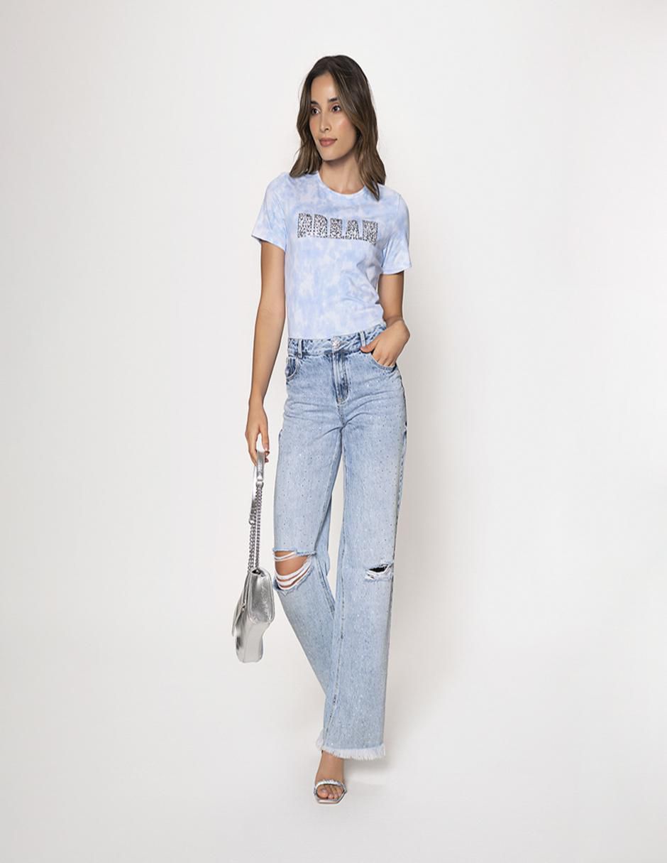 Jeans straight Hot Fix para mujer 3