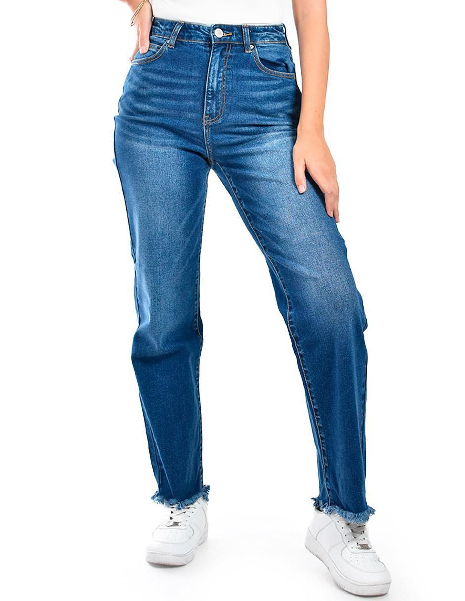 Jeans wide leg corte cintura para mujer