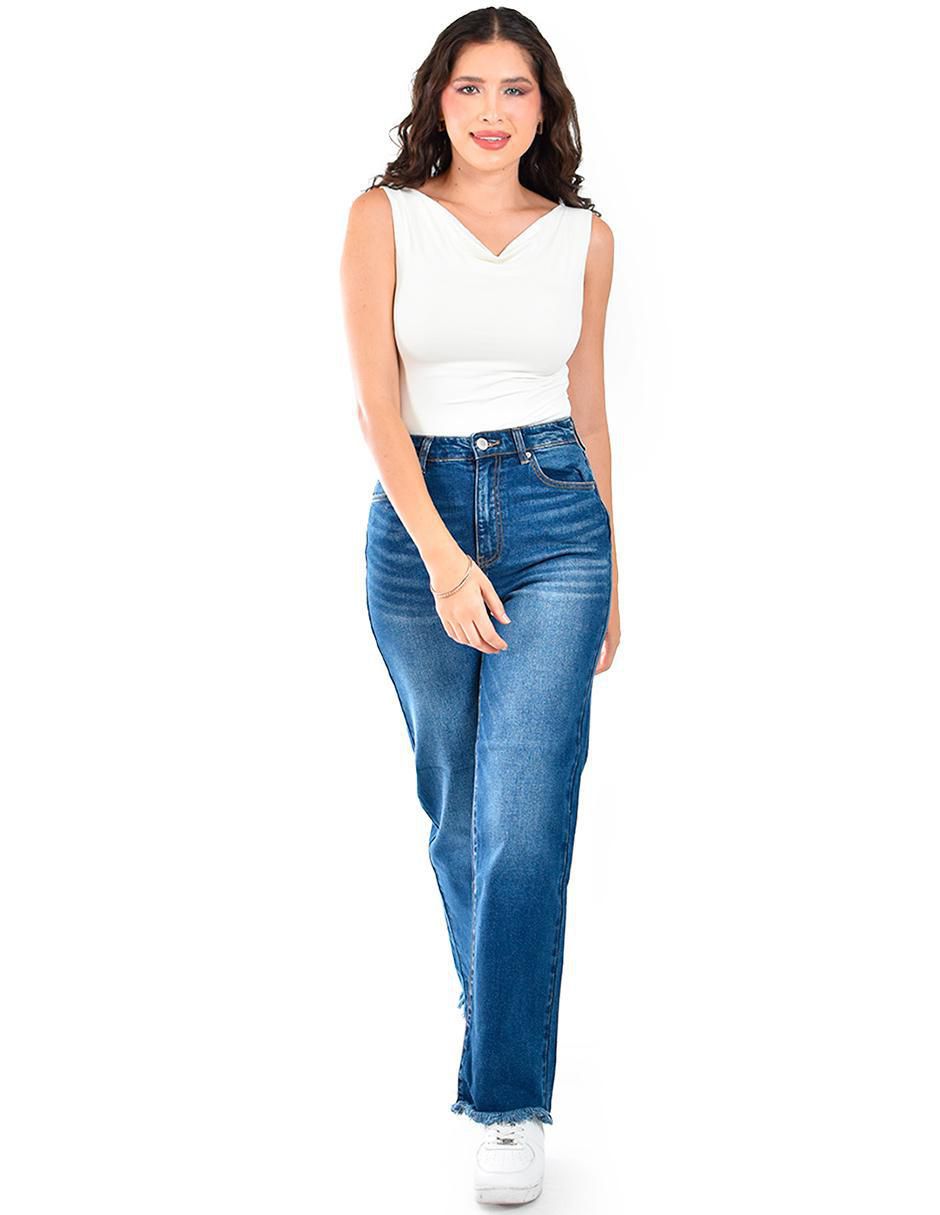 Jeans wide leg corte cintura para mujer 7