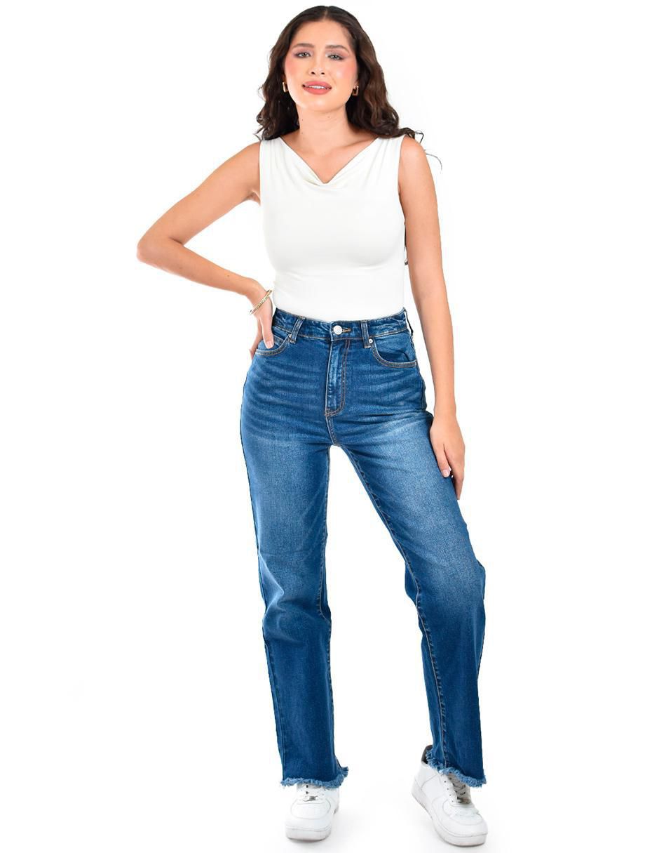Jeans wide leg corte cintura para mujer 8