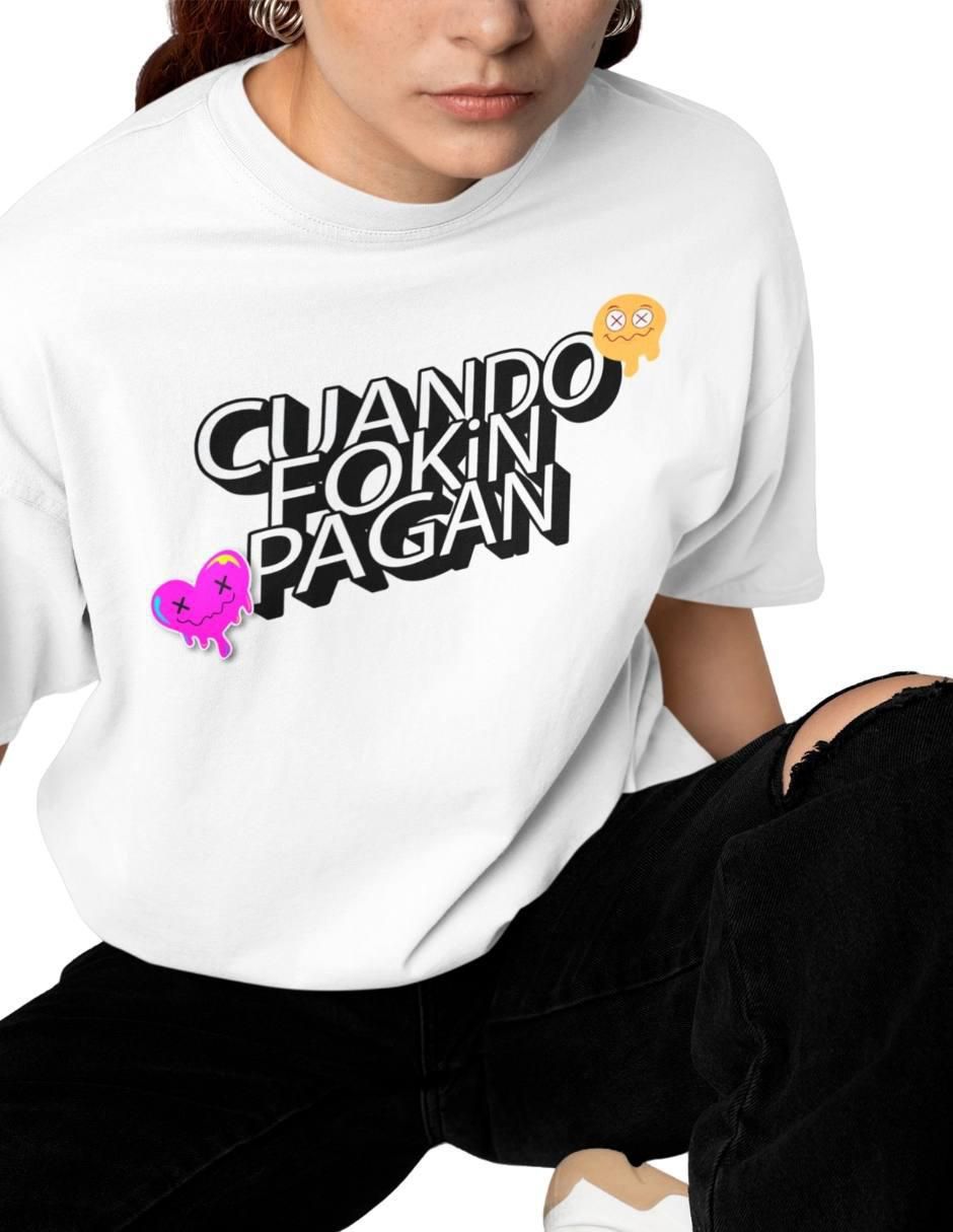 Playera manga corta Fckin Pagan Oversize cuello redondo para mujer 3