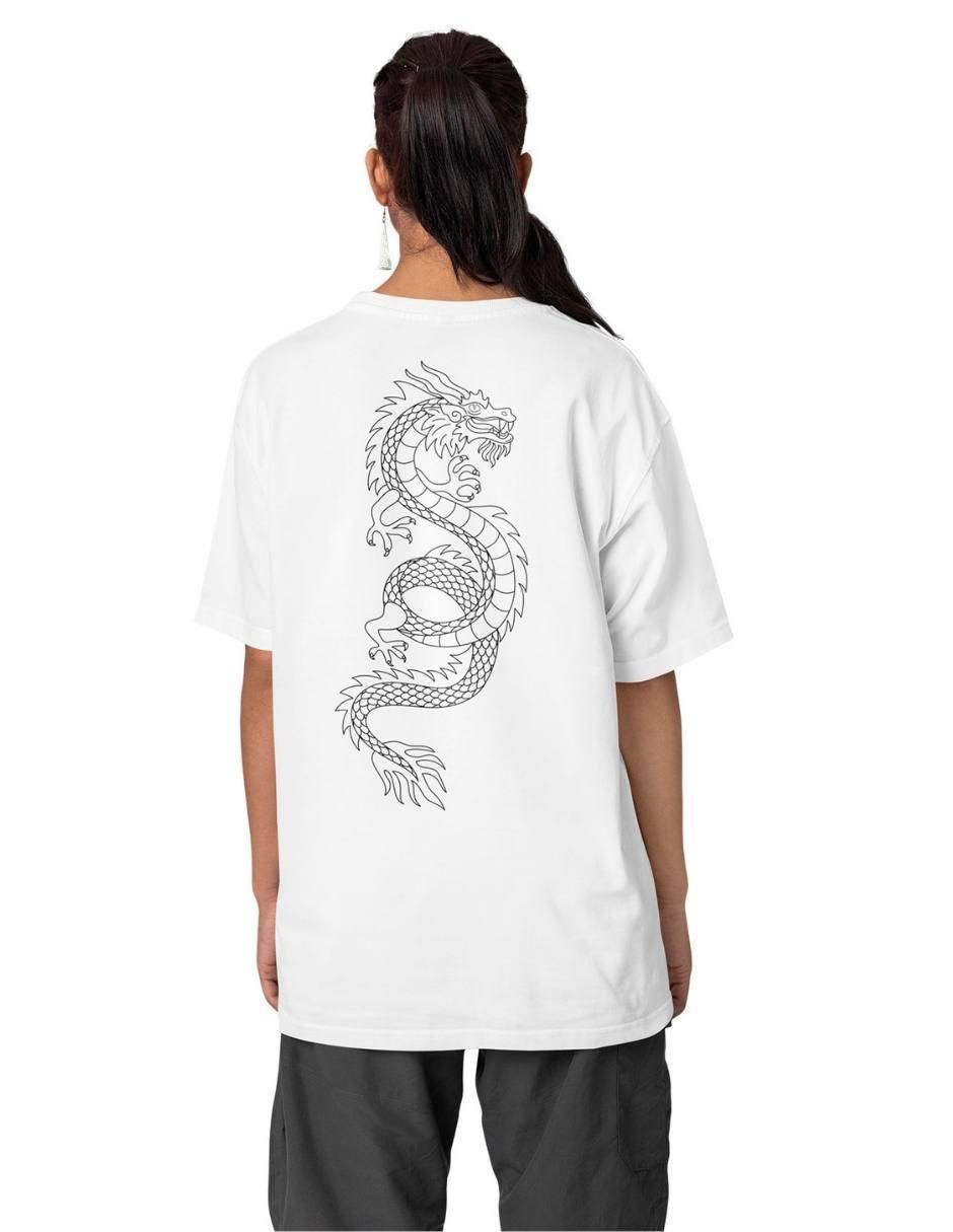 Playera manga corta Dragón Oversize cuello redondo para mujer 2