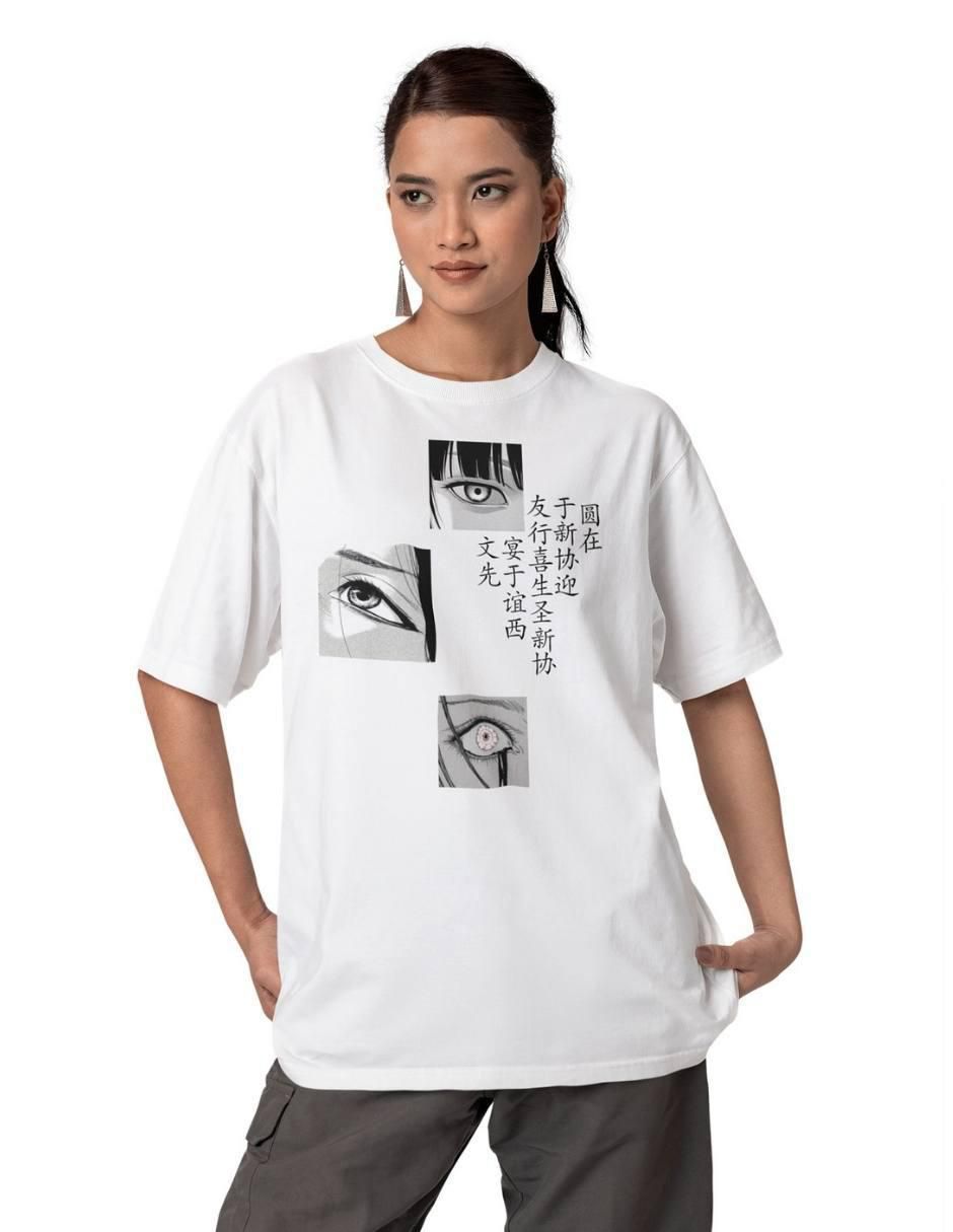 Playera manga corta Manga Ojo Oversize cuello redondo para mujer
