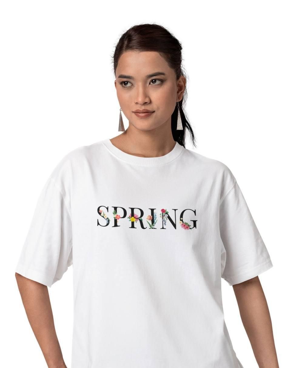 Playera manga corta Spring Oversize cuello redondo para mujer 3