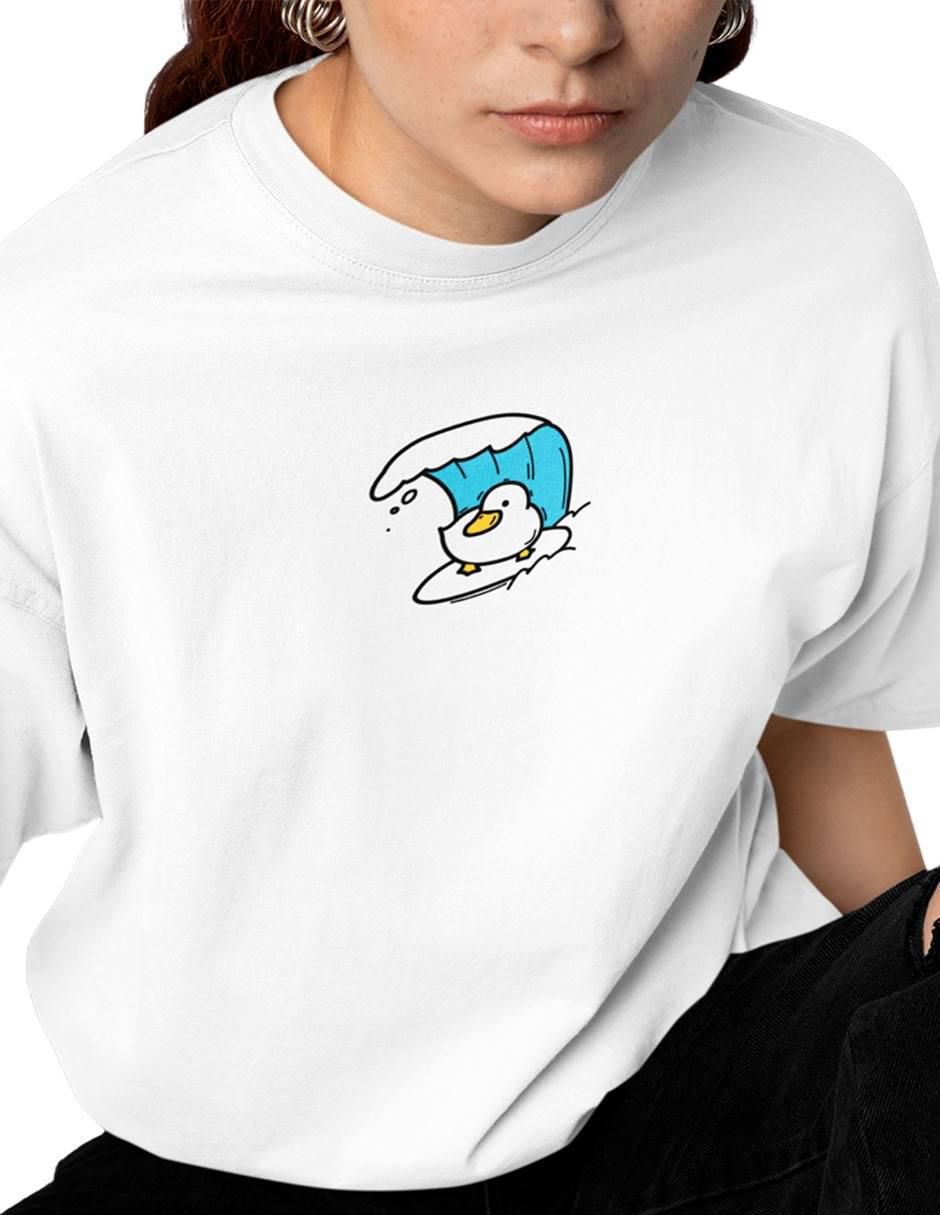 Playera manga corta Surf Cuack Oversize cuello redondo para mujer 3