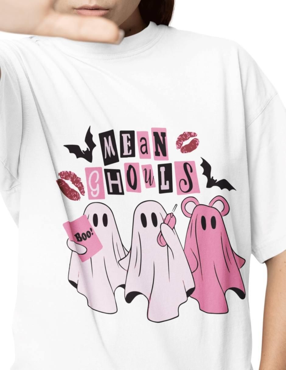 Playera manga corta Ghost Girl Halloween Oversize cuello redondo para mujer 3
