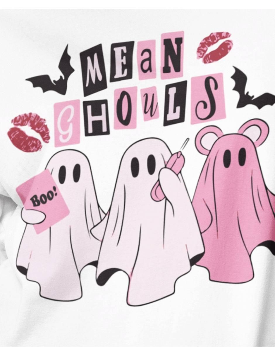 Playera manga corta Ghost Girl Halloween Oversize cuello redondo para mujer 4