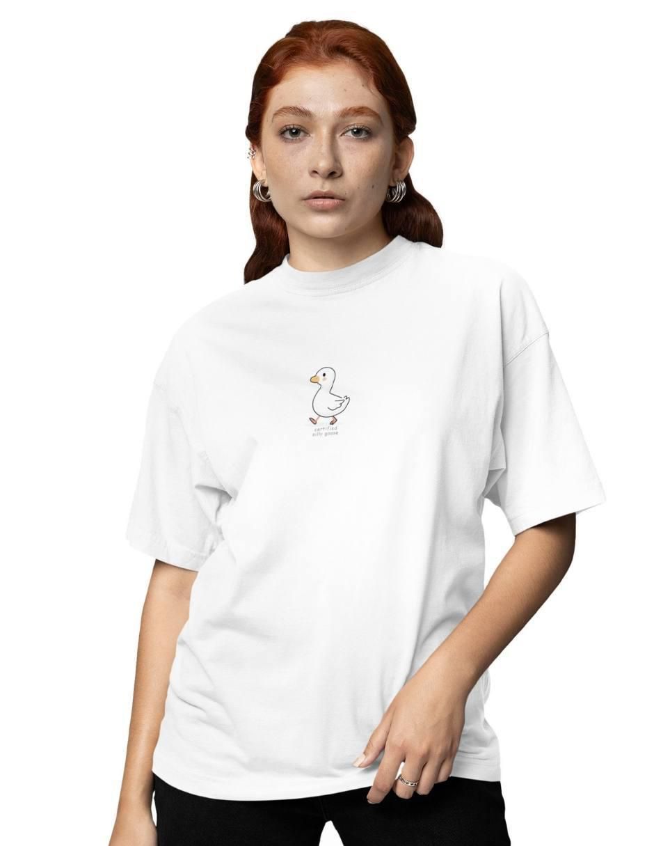 Playera manga corta Silly Goose Oversize cuello redondo para mujer