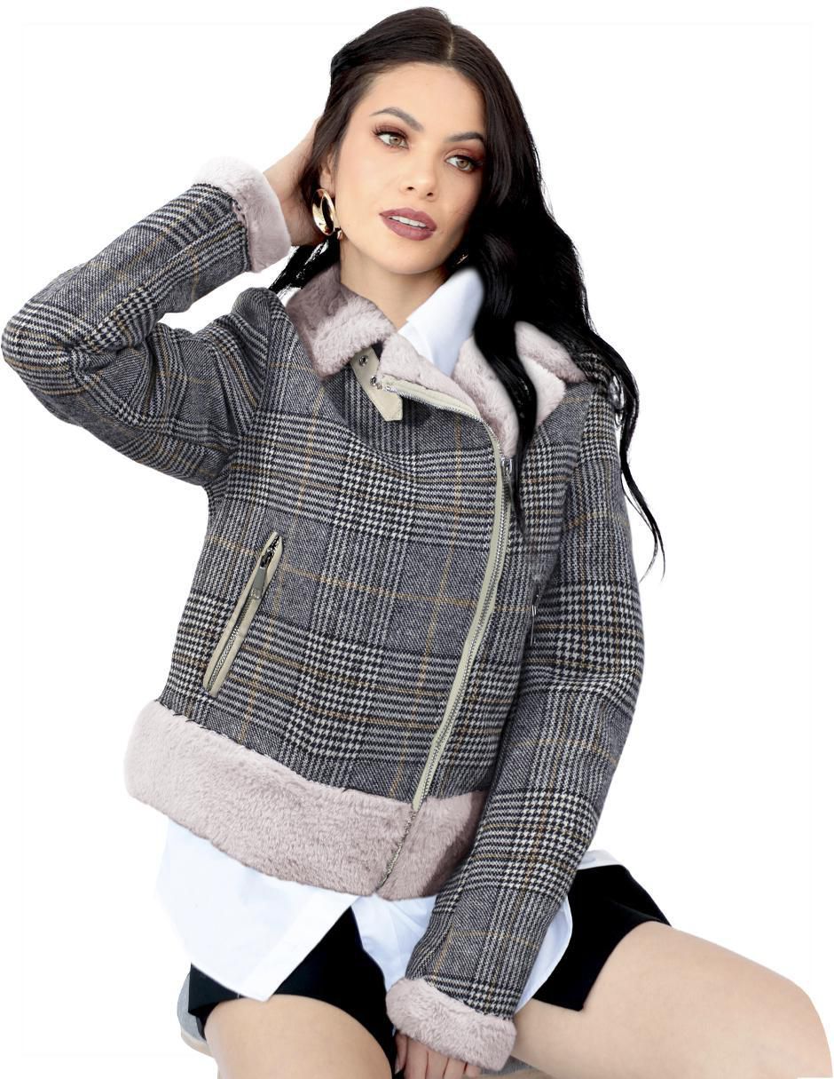Chamarra casual de gamuza para mujer