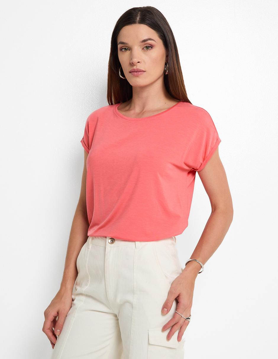 Color Salmón Tipos De Manga Corta Mujer Playera Manga Corta Vero Moda Cuello Redondo Para Mujer Liverpool