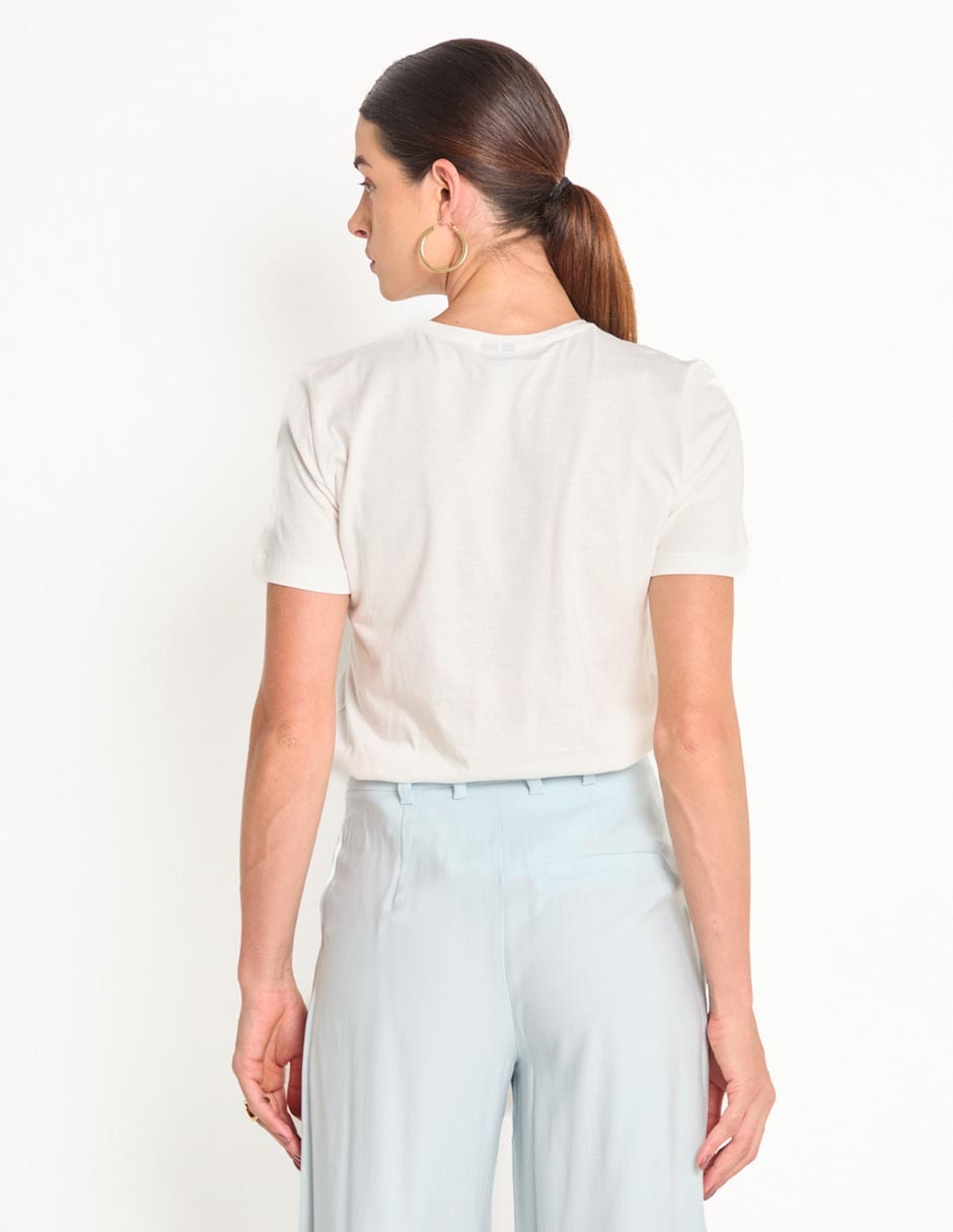 Playera manga corta cuello redondo para mujer