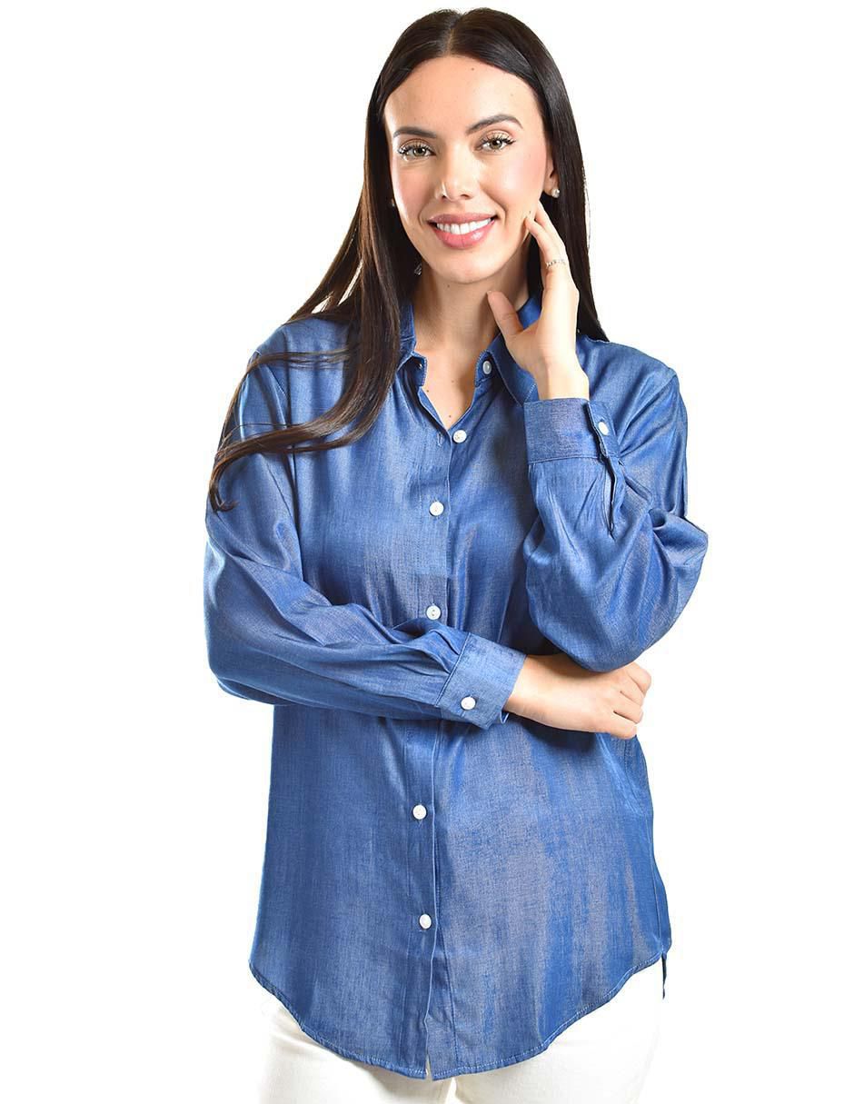 Blusa camisera manga larga para mujer