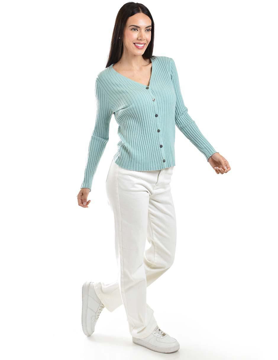 Suéter cuello V para mujer 2