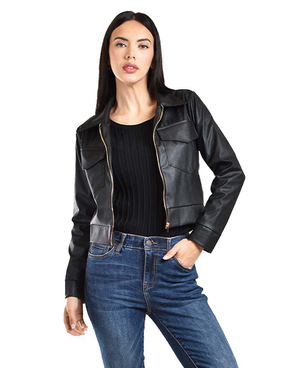 Piel Chamarra Casual Mujer Chamarra 100%Cuero Saco Motoquera