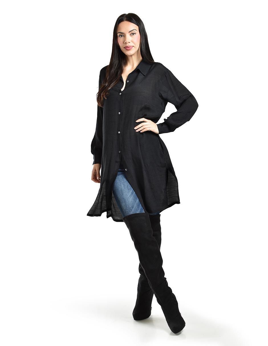 Blusa camisera manga larga para mujer