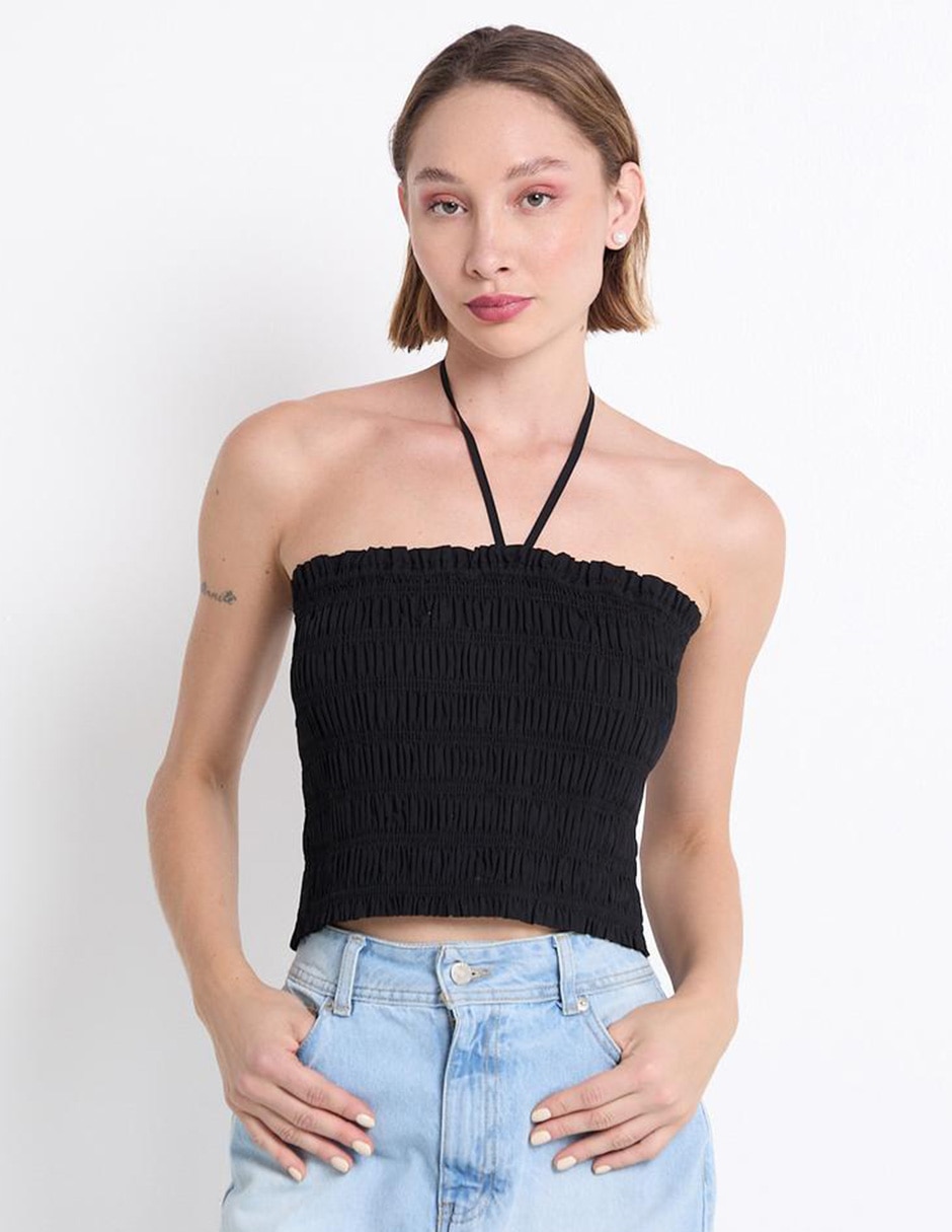 Top escote bardot tirante delgado