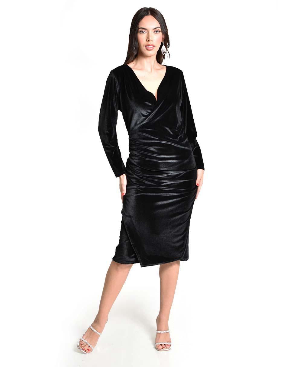 Vestido a la rodilla de fiesta escote V 3
