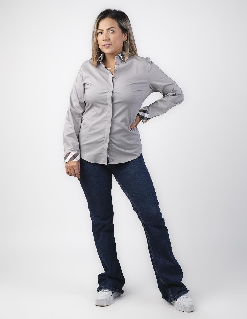 "camisa/sobrecamisa" pavini "de" algodón y poliéster "manga" larga "para mujer"
