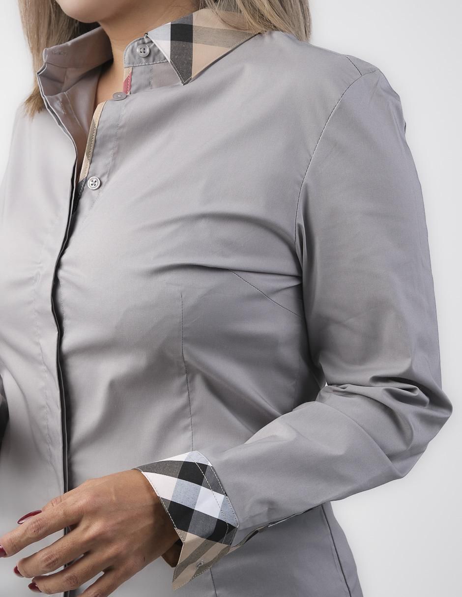 "camisa/sobrecamisa" pavini "de" algodón y poliéster "manga" larga "para mujer"