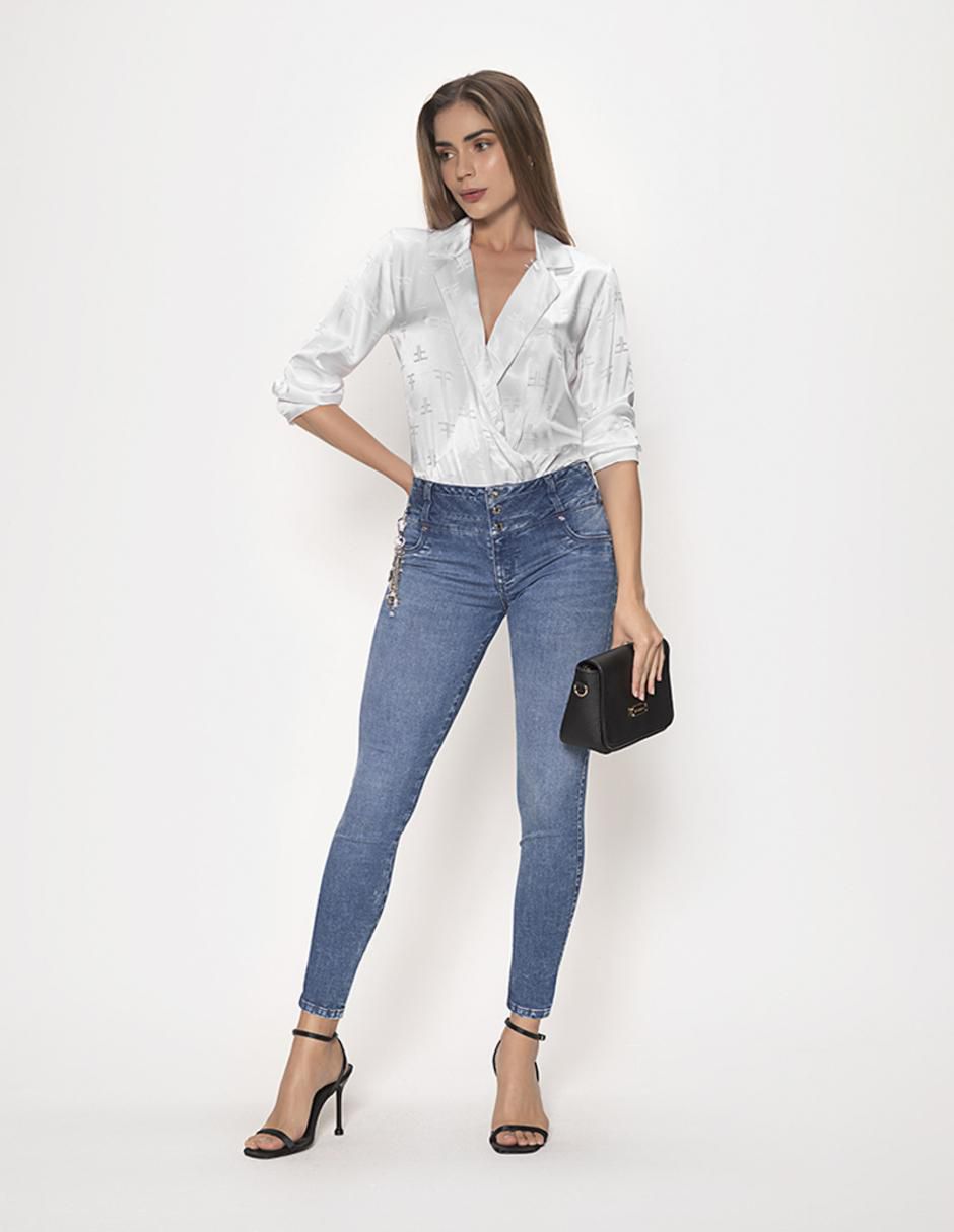 Jeans ultra skinny corte cadera para mujer 2