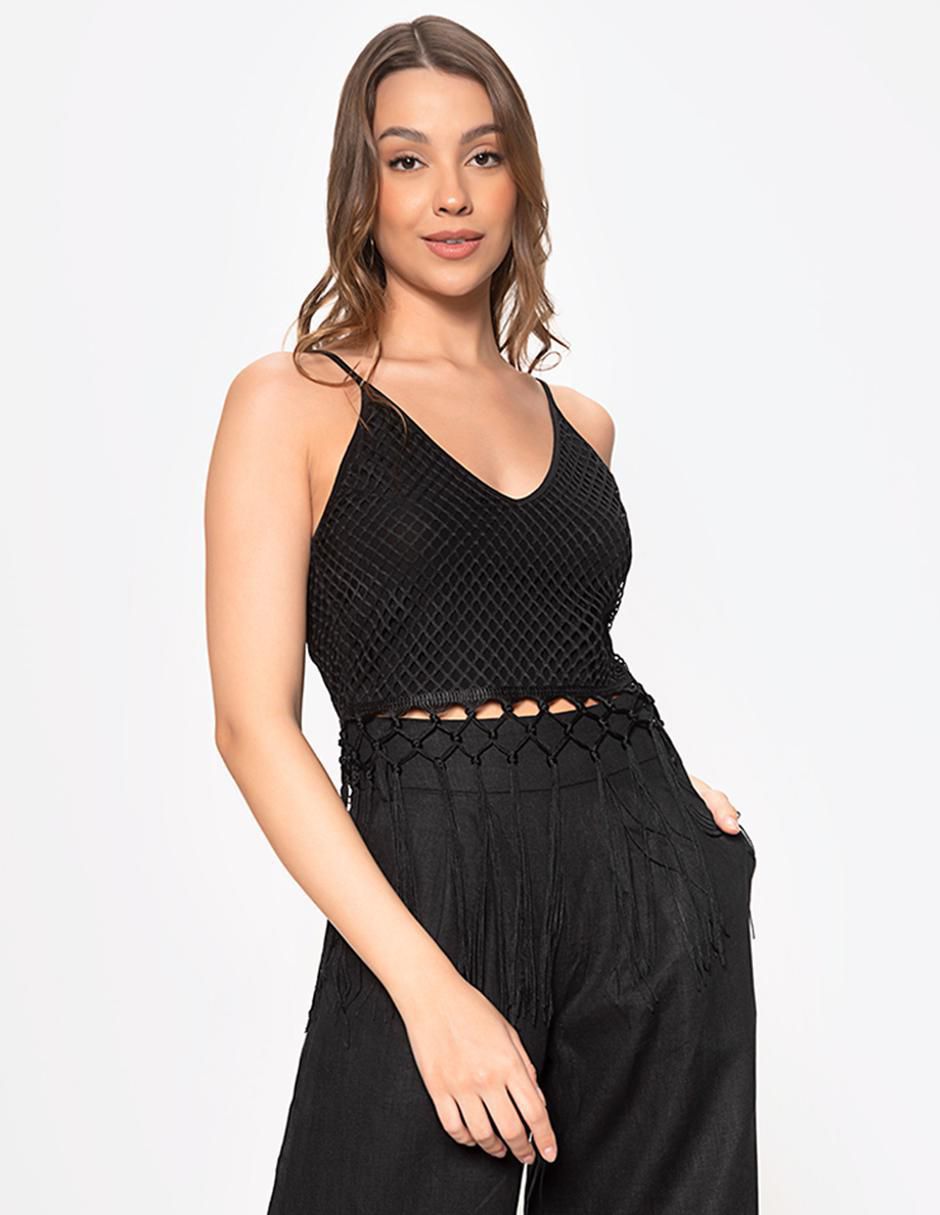 Top cuello V tirante delgado