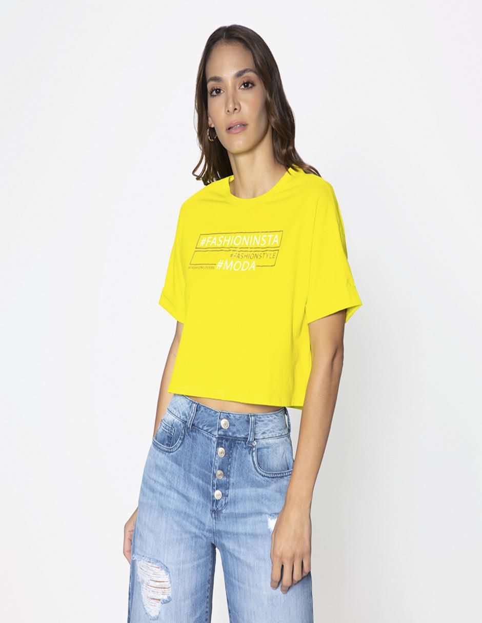 Playera manga corta cuello redondo para mujer