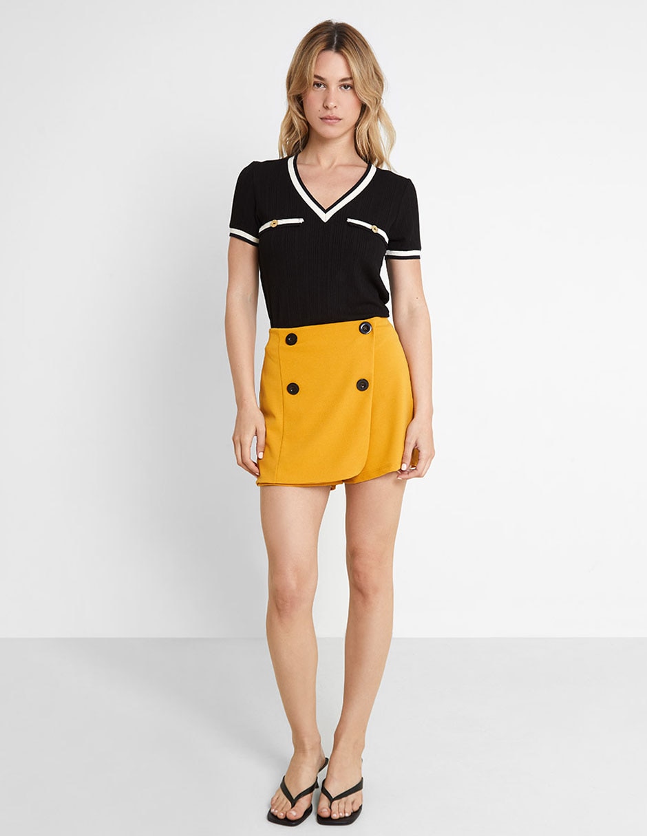 Falda short mini a la cintura