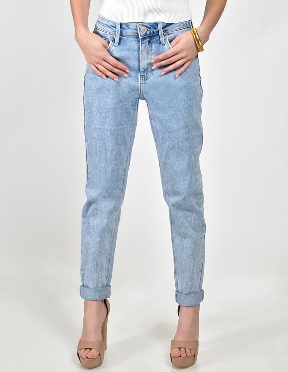 Jeans mom media cintura para mujer