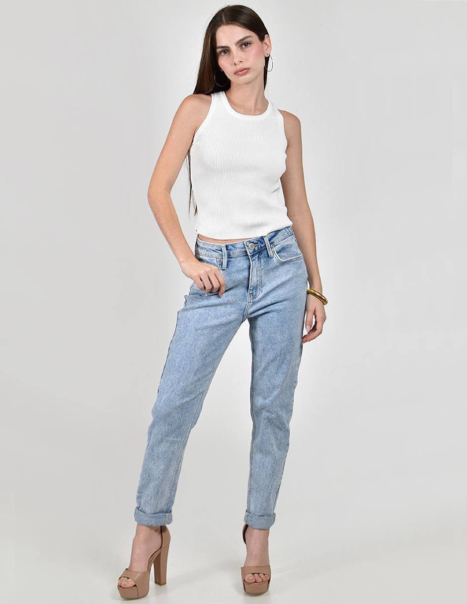Jeans mom media cintura para mujer 4