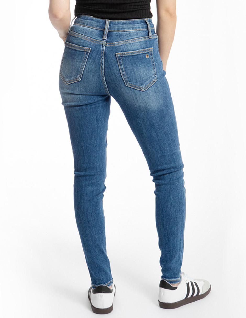 Jeans regular skinny corte media cintura para mujer 7