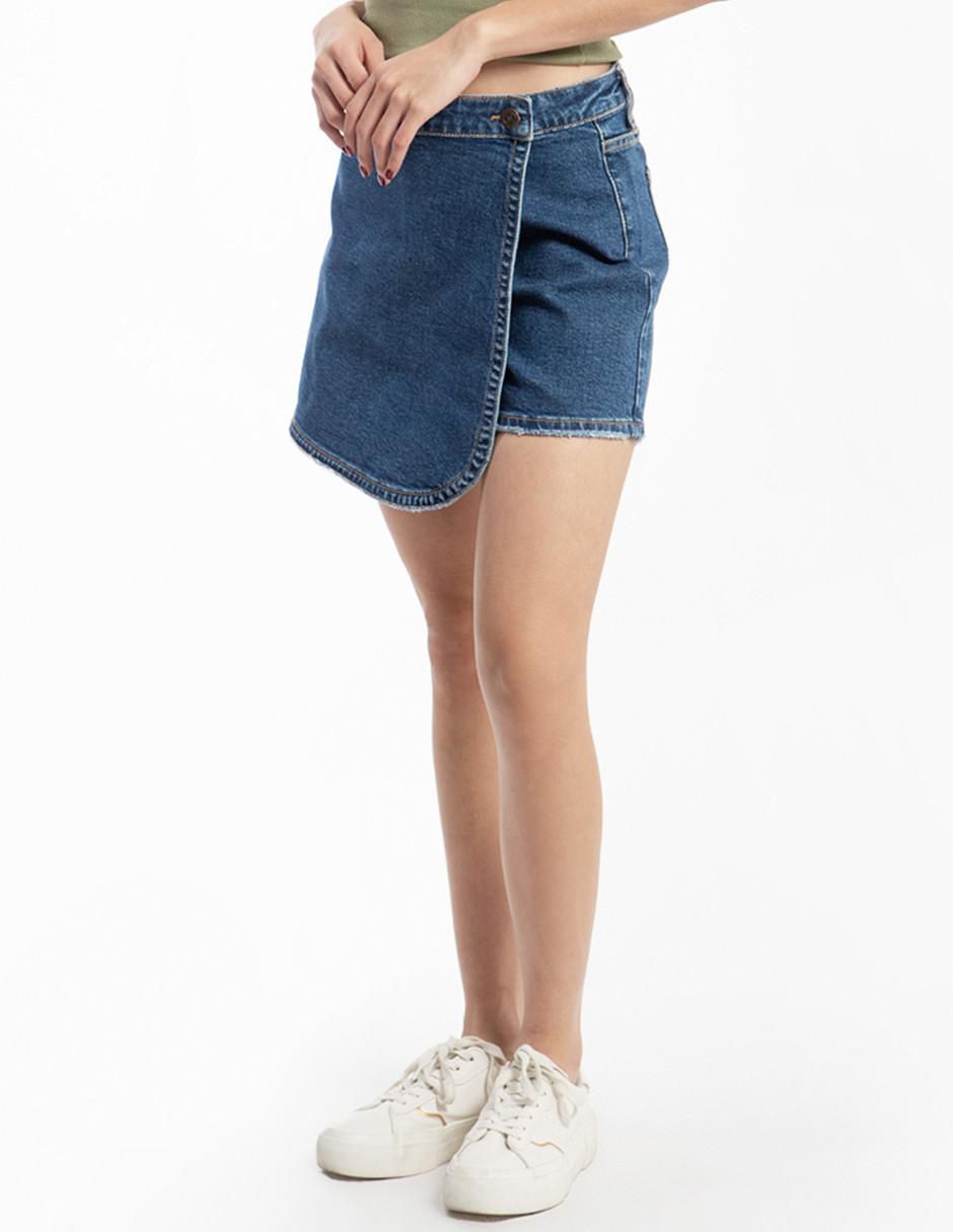 Falda short corta de mezclilla a la cintura 2